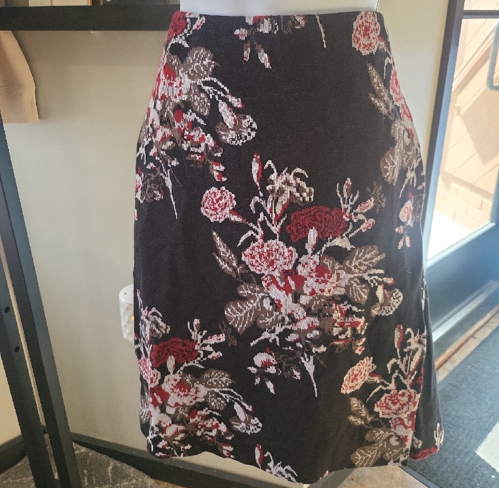 J. Jill Floral Black and Red Women's Skirt